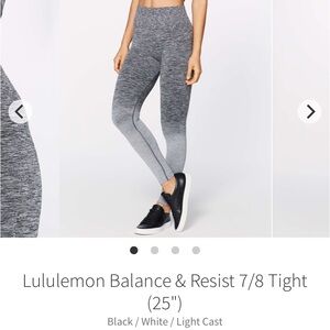 NWOT!! Lululemon Balance and Resist 7/8 Tight